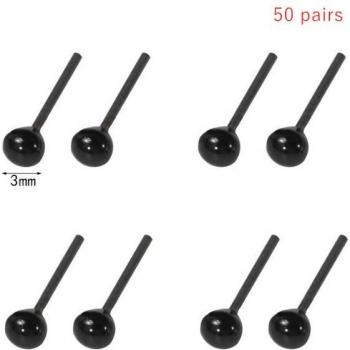 50 Pairs 3/4/5mm Black Plastic Eyes for DIY Stuffed Animals