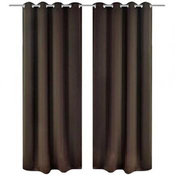 VidaXL 135x175 cm Brown Blackout Curtains with Metal Eyelets