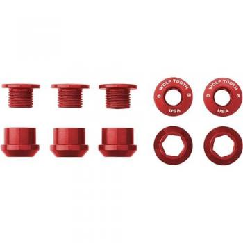 Wolf Tooth Red Chainring Screws – 5‑Unit, 6 mm, Unisex Fit