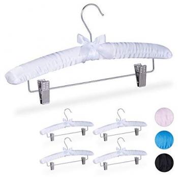 Relaxdays Cintre Satin Premium – Pack 5, Rembourré, Pinces Déplaçables
