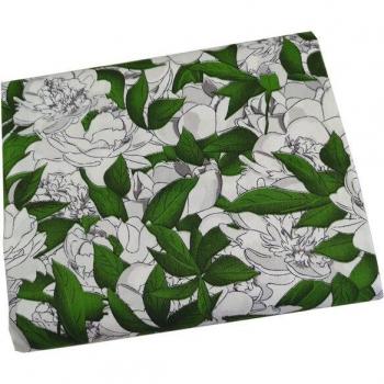 Tissu imprimé pivoine rose et vert pour bébés