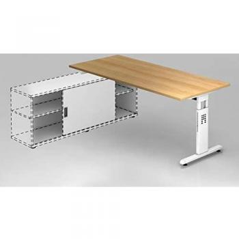 T-Fuß Anbauschreibtisch 180x80cm Eiche/Weiß