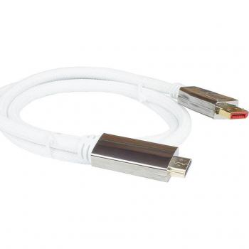 4K@60Hz DP 1.4 to HDMI 2.0 Male Cable, Nylon, 3m, White