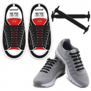 Homar Sportlich Flach‑Schuhband – Kein Schnüren, Silikon – Schwarz