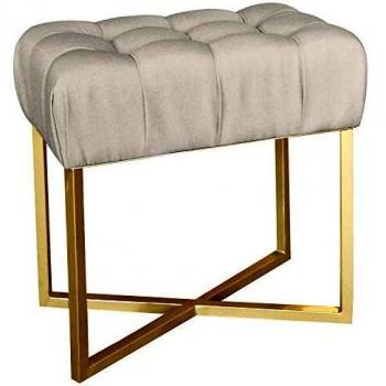 Menzzo Tabouret Beige Fauve avec Pieds Dorés
