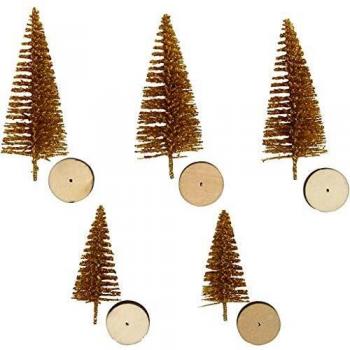 Elegant Gold Spruce Tree Duo, H: 40+60 mm, 5 in a pack