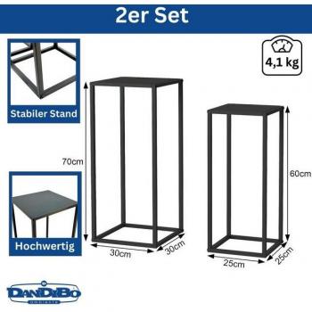 Table d'Appoint et Tabouret pour Fleurs – Pack Noir