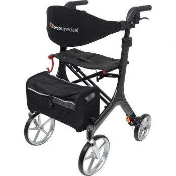 Carbon‑Medium Rollator von BESCOMEDICAL – grau, höhenverstellbare Griffe