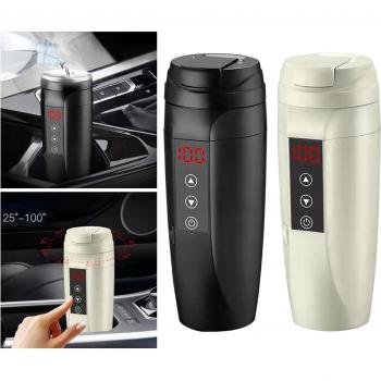 Auto Reisthermofles 450 ml – Draagbaar 12V/24V RVS Waterwarmer met Cup‑Adapter
