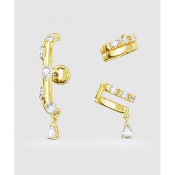 Swarovski Orecchini ear cuff Imber, Set (3), Taglio misto, Bianco, Placcato oro