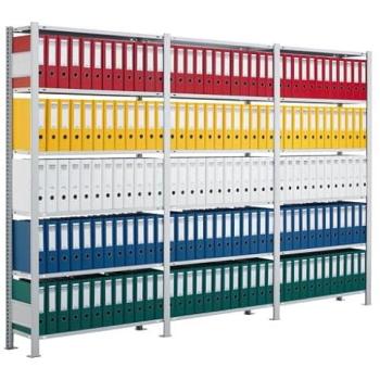 Schulte Büroregal MULTIplus150 – 5‑Fach‑Grundregal – Längenriegel – 1800 mm × 1000 mm × 600 mm – RAL 7035