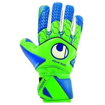 Uhlsport Herren Aquagrip HN Windbreaker Torwarthandschuhe, Farbe: Fluo grün/Pacific blau/Weiß, Größe: 8.5