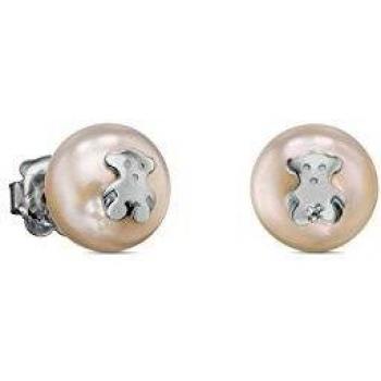 Pendientes TOUS de plata con diseño de oso y perla