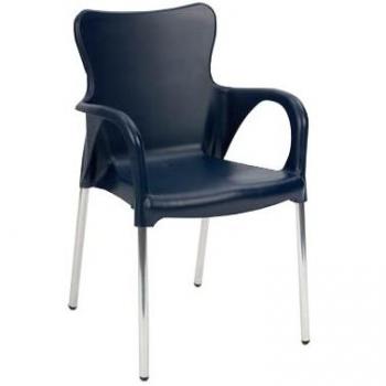 Sillón de patio de resina y aluminio negro