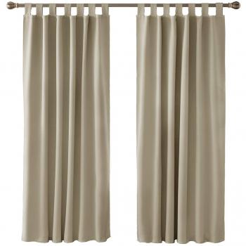 Deconovo Vorhang Blickdicht 175x140 cm Beige 2er Set