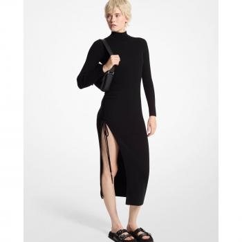 Michael Kors Women's Black Wool-Bend Midi Dress – L