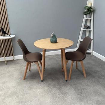Life Interiors Round Lorenzo 2-Person Dining Table and Chairs (Brown)