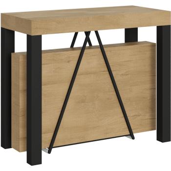 Mesa Consola Ityhome 90x40, Expansión a 300 cm, Roble