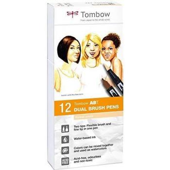 Tombow feutre double pointe ABT, 12 feutres, couleurs portrait