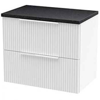 Hudson Reed Fluted Wall Hung 2 Drawer Vanity Unit with Sparkling Black Worktop