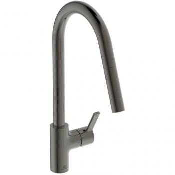 Robinet de cuisine Ideal Standard Gusto 2 jets en gris – fonction douchette magnétique