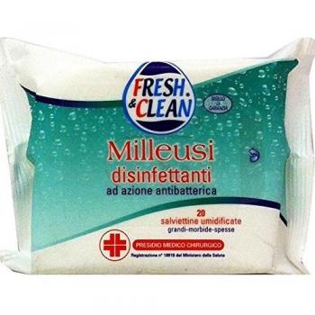 2 x FRESH&CLEAN Salviette Milleusi Disinfettanti P.M.C.20 Pezzi
