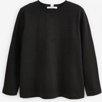 Heavyweight Black Long‑Sleeve Crew Tee – Next