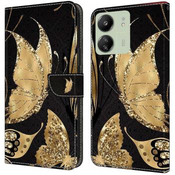 Étui Folio 3D Papillon en Cuir PU pour Xiaomi Redmi 13C 4G / Poco C65 4G