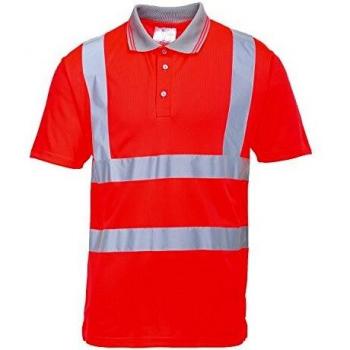 Portwest Men's Hi Vis Polo Short Sleeve Shirt Red 2XL