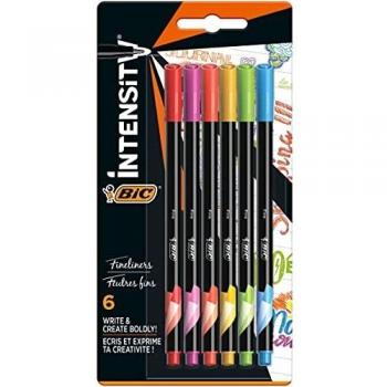 BIC Lot de 6 Stylos Feutres Intensity 0,4 mm