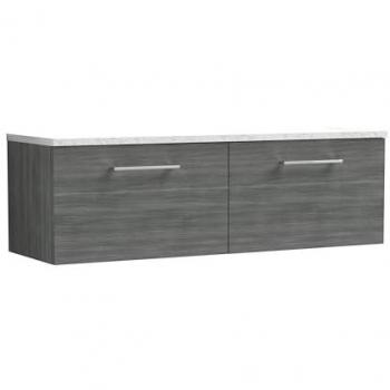 Arno Anthracite 1200mm Wall Hung Vanity Unit with Soft Close Drawers and Sparkling White Laminate Worktop