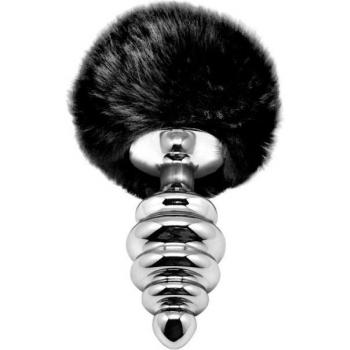 Alive Plug Anal Spirale Métal Pompon Noir Taille L 1ut