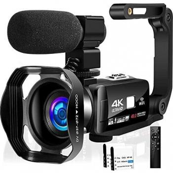 YouTube‑Vlogging‑Camcorder 4K, 48 MP, IR Nachtmodus, 3‑Zoll-Touchscreen & Stabilisator