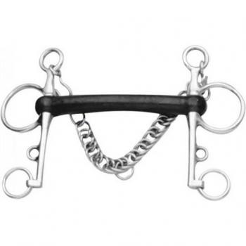 Korsteel 5.5in Pelham Bit with Hard Rubber Mullen Mouth Black/Silver