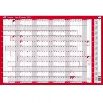 Sasco 2021 Compact Annual Wall Calendar – Red
