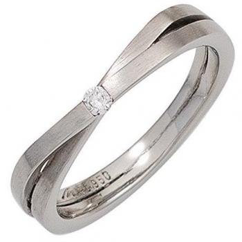 JOBO Platinring Damen 950 mattiert 1 Diamant Brillant 0,05ct. Größe 56