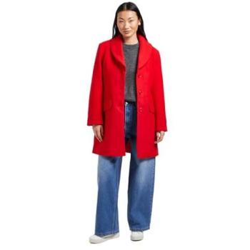 Red Dorothy Perkins Funnel Collar Midi Coat for Women, Size 8