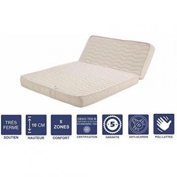 Matelas Ultra Ferme BZ+Alèse 140x200 cm 10 cm, Face Été + Noyau Lattex HR