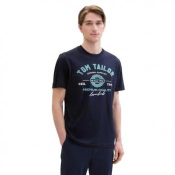 Regular Fit Tom Tailor T-Shirt, reine Baumwolle, Logo‑Print – XL