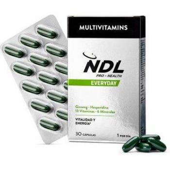 NDL Pro-Health Multivitaminas con Ginseng y Hesperidina, Complemento Alimenticio para Energía y Reducción de Cansancio, 30 Cápsulas