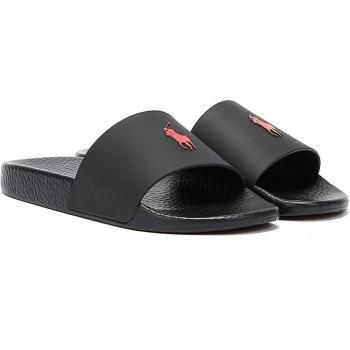 Claquettes Ralph Lauren pour hommes en noir et rouge