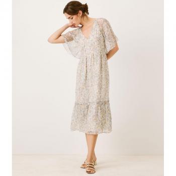 Maxikleid PEPE JEANS MAY, Damen, Gr. XS, N-Gr, weiß (ecru weiß), Web, Obermaterial: 100% Polyester, Paisley, feminin, normal, V-Ausschnitt, Kleider Midikleid, mit Paisleymuster, im Boho-Stil