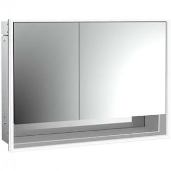 Emco Loft armoire miroir LED 1000mm, 2 portes, compartiment inférieur, aluminium/miroir