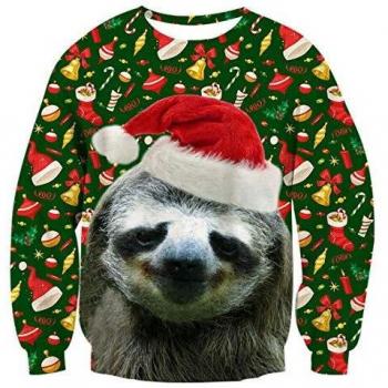 Men's Green Sloth Xmas Long Sleeve Sweatshirt – Ugly Design