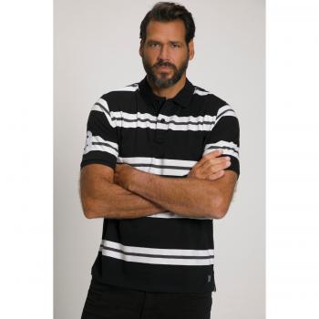 Black Plus Size Stripe Polo Shirt for Men, 6XL, JP1880