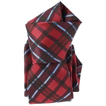 Cravate Slim London Microfibre Carreaux Coloré Rouge