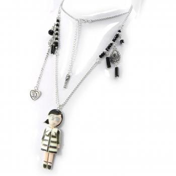 Sautoir Mélange Gris & Beige – Collection Mangas