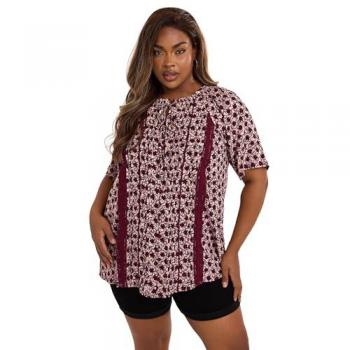 Yours Curve – Bluse mit kurzen Ärmeln und Pintuck-Details in Pink