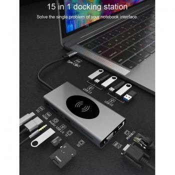 15 in 1 USB Type-C Docking Station with HDMI and Card Reader