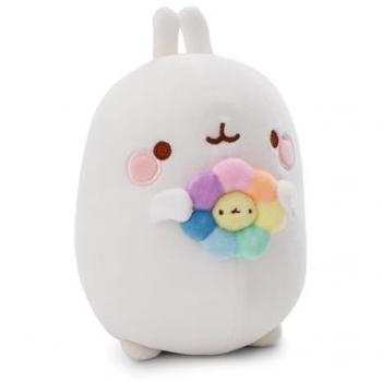 Peluche Molang 24 Cm con Flor Arcoíris